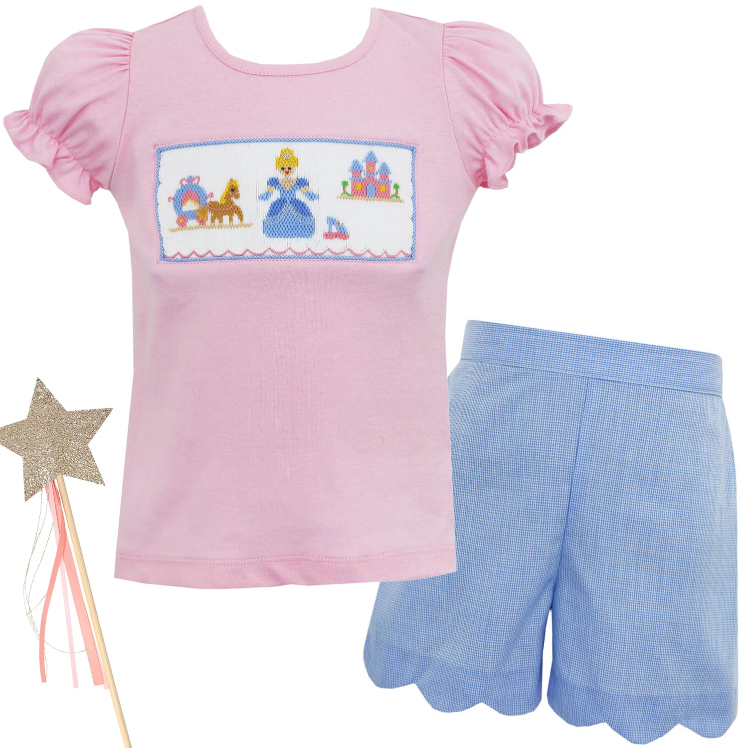 Girls Pink Knit Short Sleeve T-Shirt - Cinderella