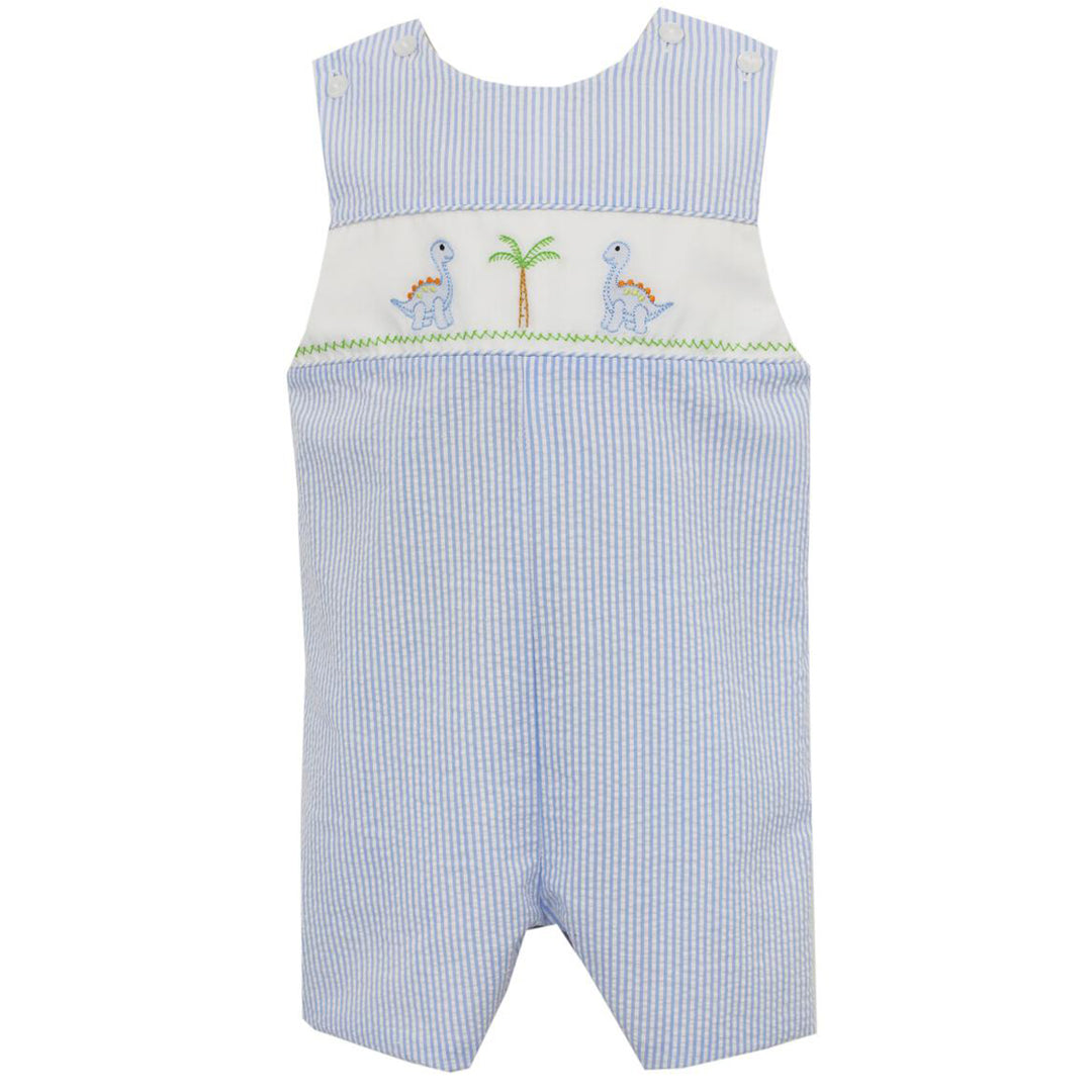 Light Blue Stripe Seersucker Dinosaur Boys' John Johns