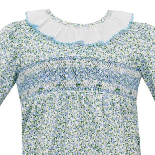 Girls Charlotte Blue Floral Knit Long Sleeve Footie