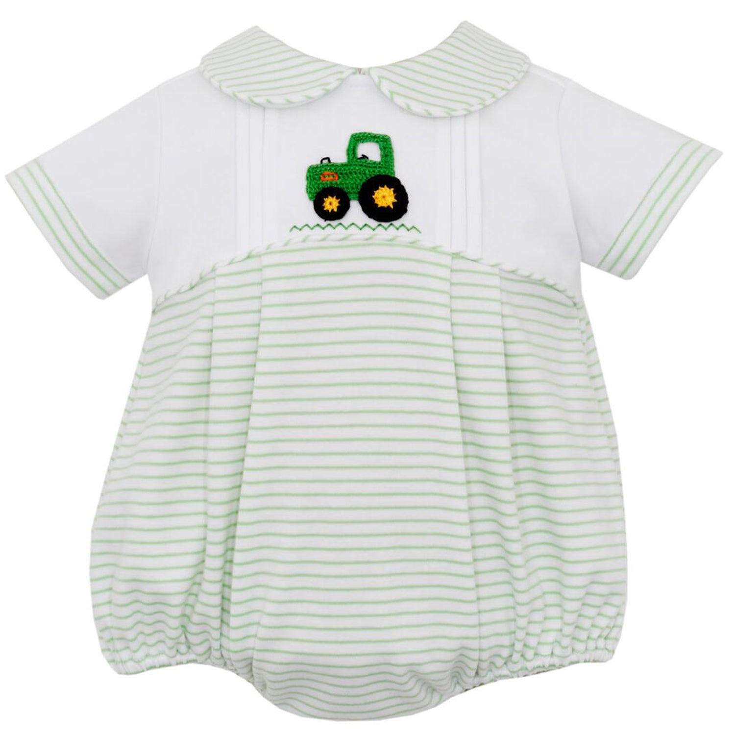 Green & White Stripe Knit Boy Bubble
