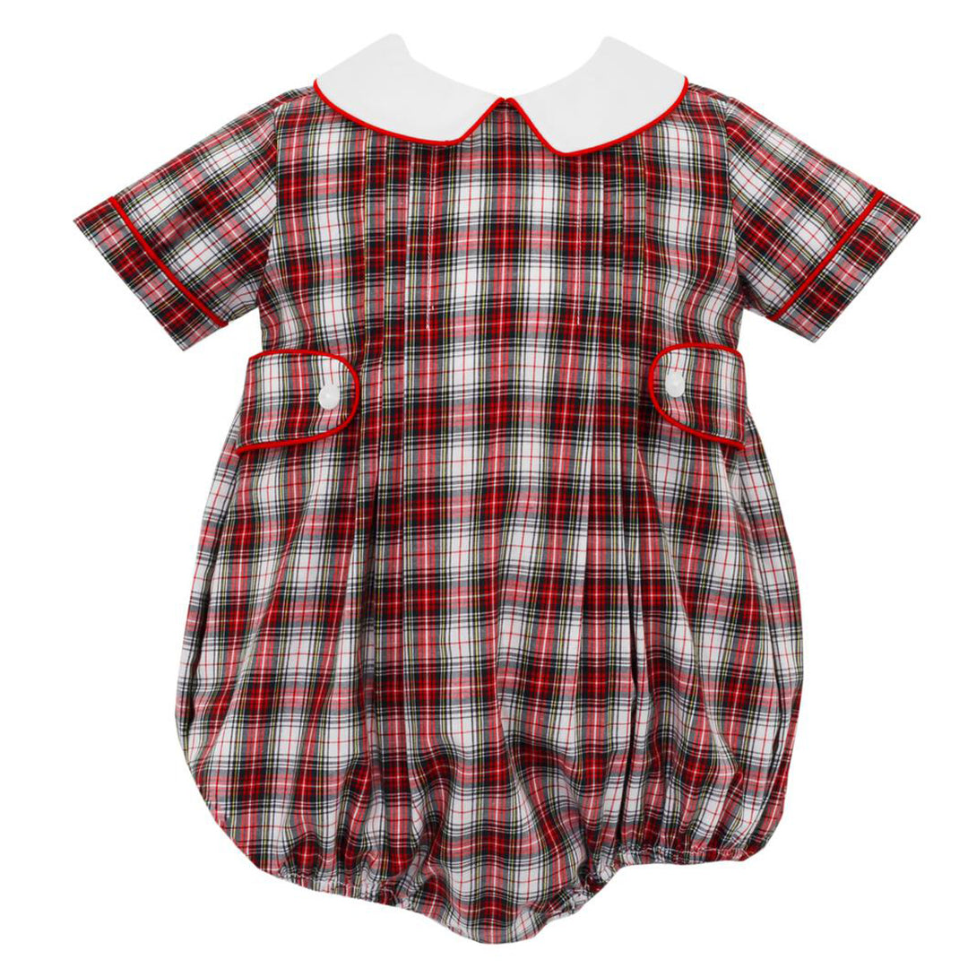 Red Plaid Short Sleeve Short Bubble