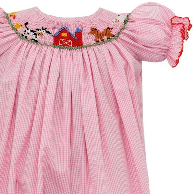 Pink Check Farm Long Bishop Bubble