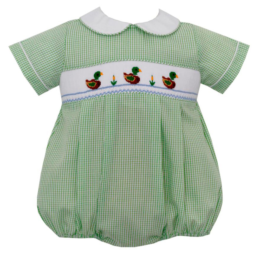 Green Check Mallard Duck Short Sleeve Bubble