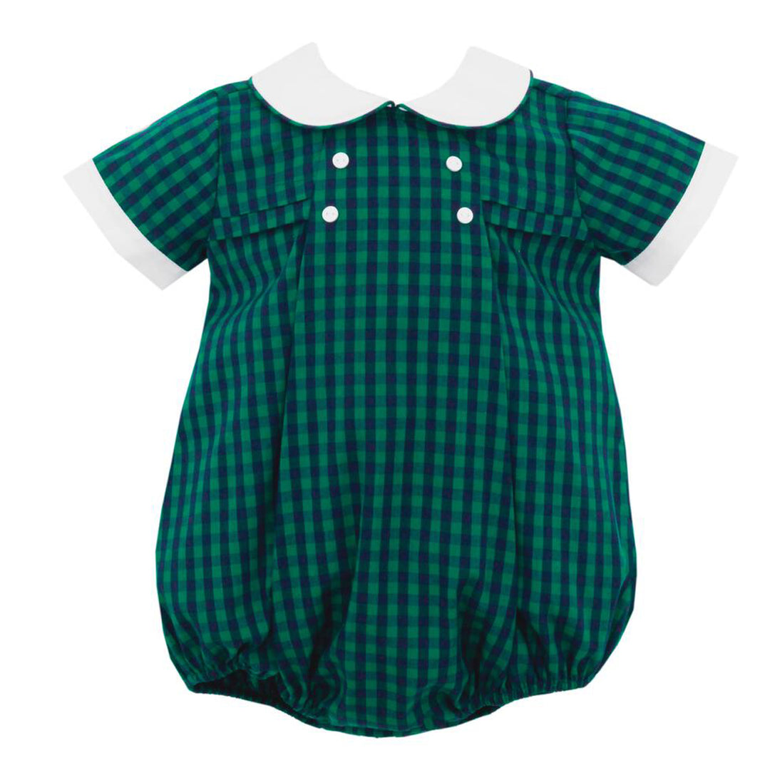 Green & Navy Gingham Short Sleeve Short Bubble
