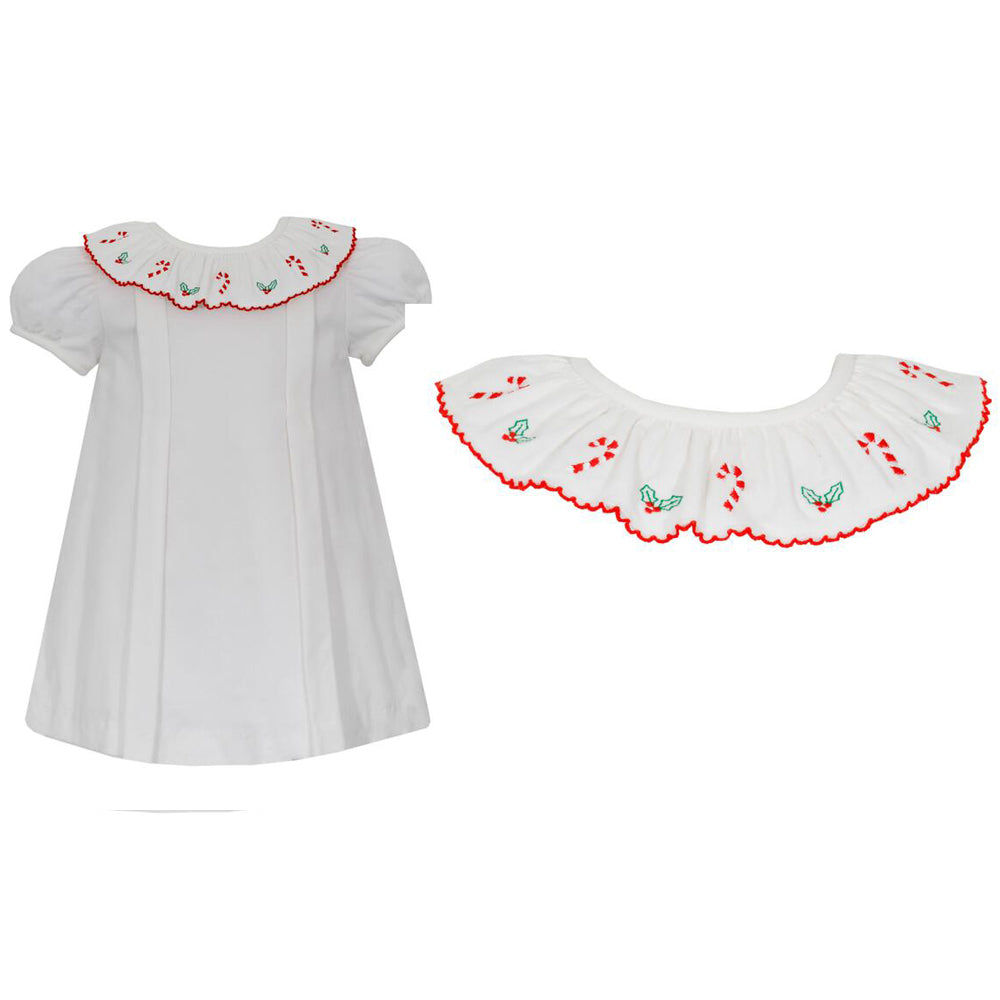 White Corduroy Candy Cane Dress