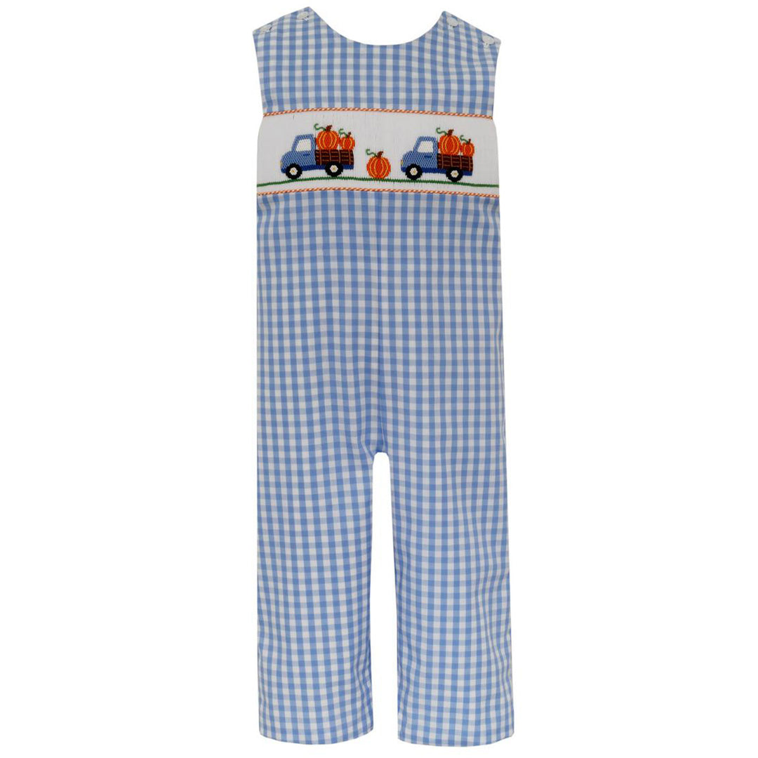 Blue Gingham Boys' Pumpkin Long John John