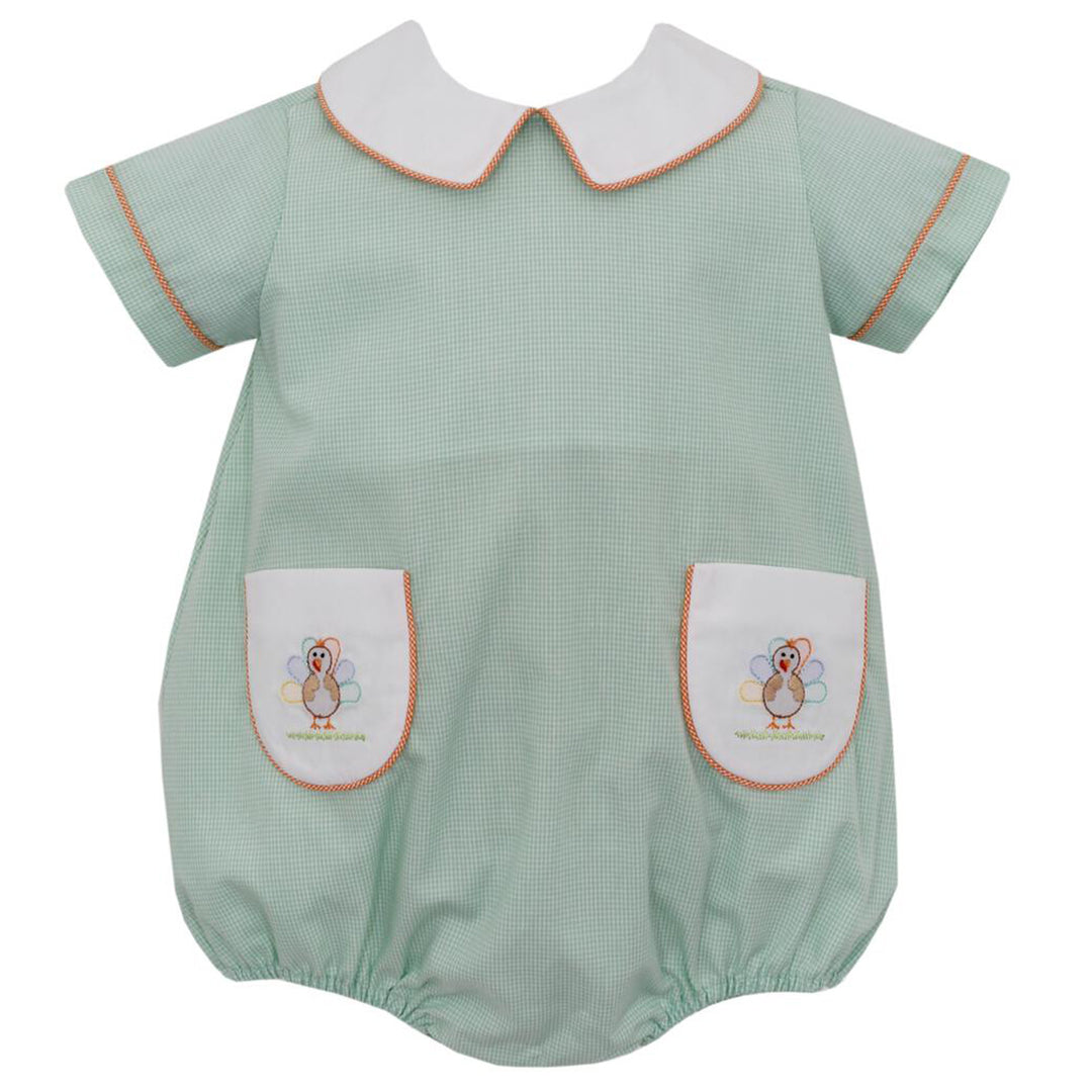 Boys Green Gingham Turkey Bubble