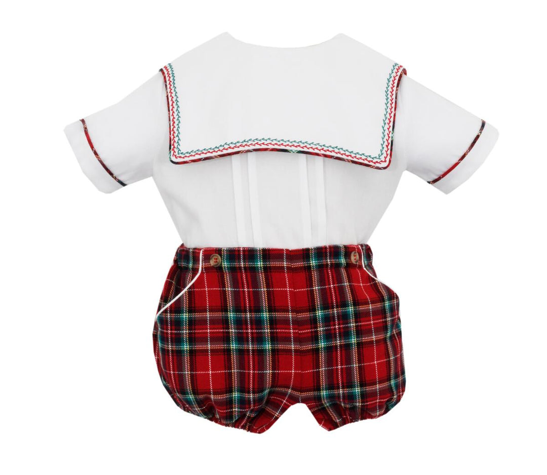 Ryan Red Holiday Plaid Boys Diaper Set