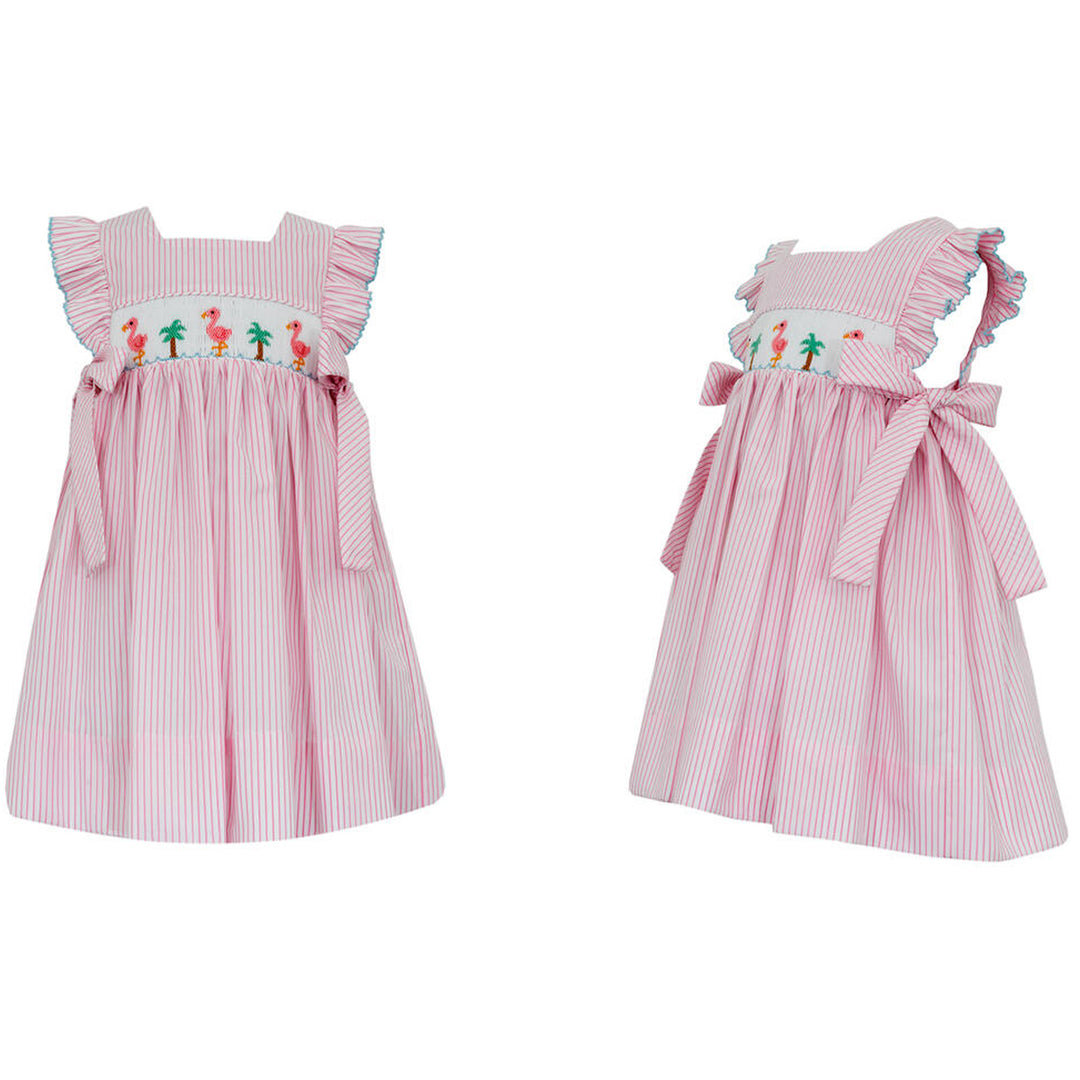Pink Stripe Flamingo Sundress