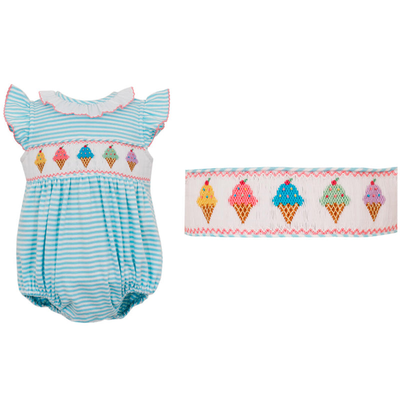 Ice Cream Turquoise Stripe Knit Bubble