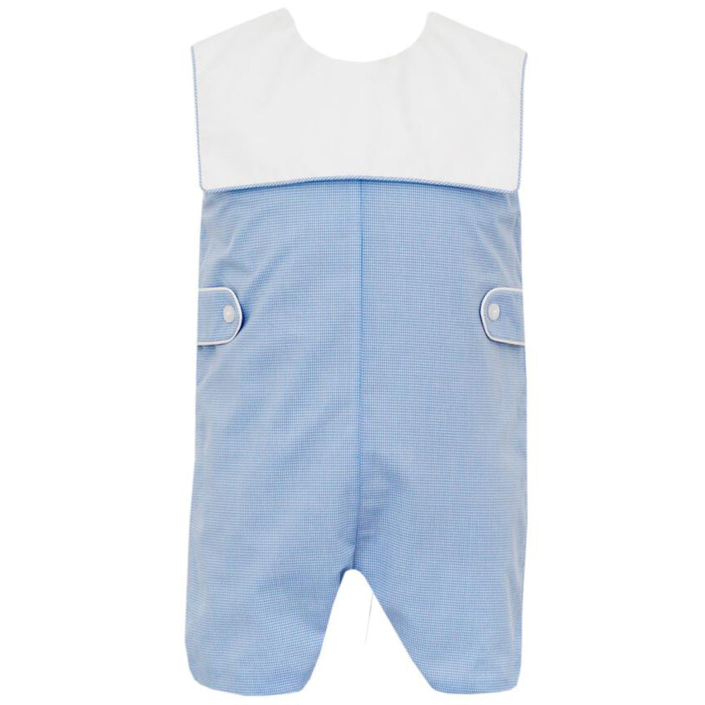 Blue Microcheck John John w/ Square Collar