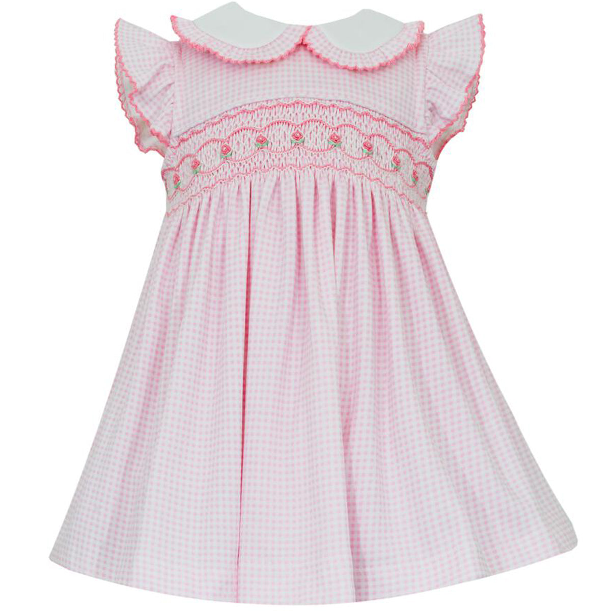 Amelia Pink Gingham Smocked Knit Sleeveless Dress