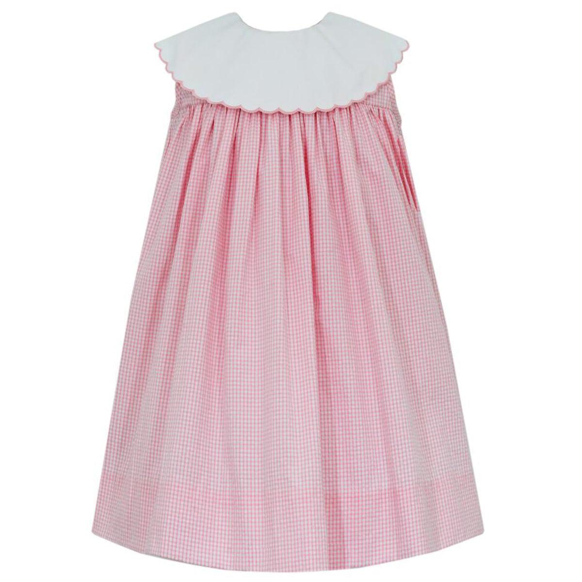 Pink Seersucker Gingham Float Dress w/ Scalloped Collar
