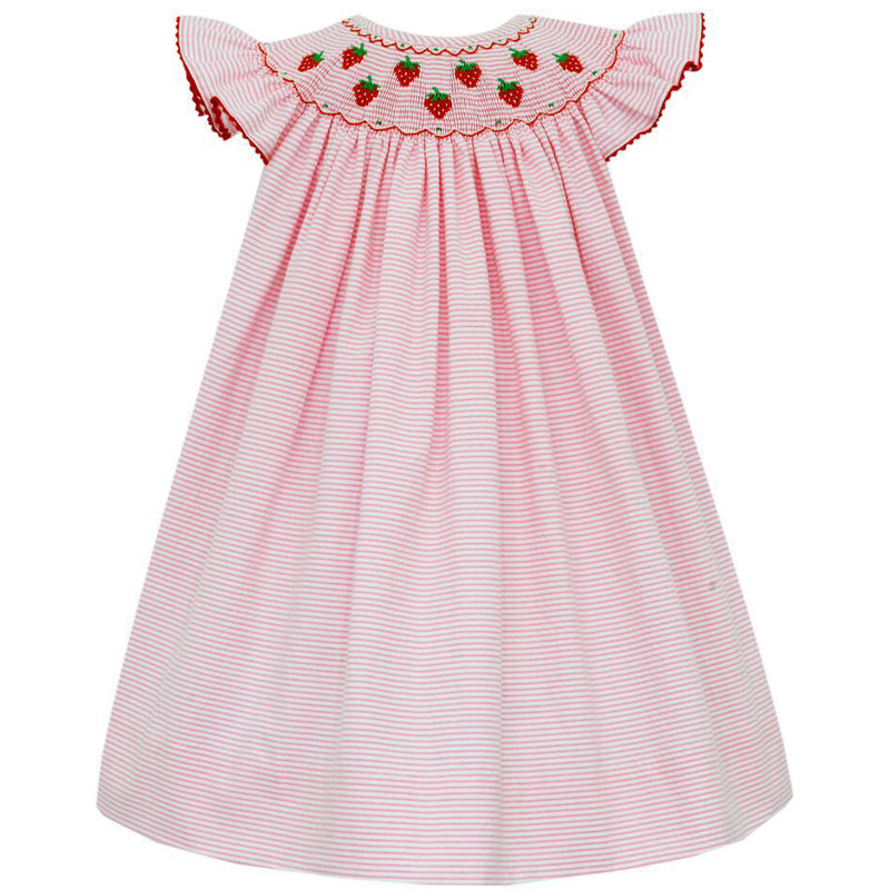 Strawberries Pink Seersucker Stripe Angel Wing Bishop