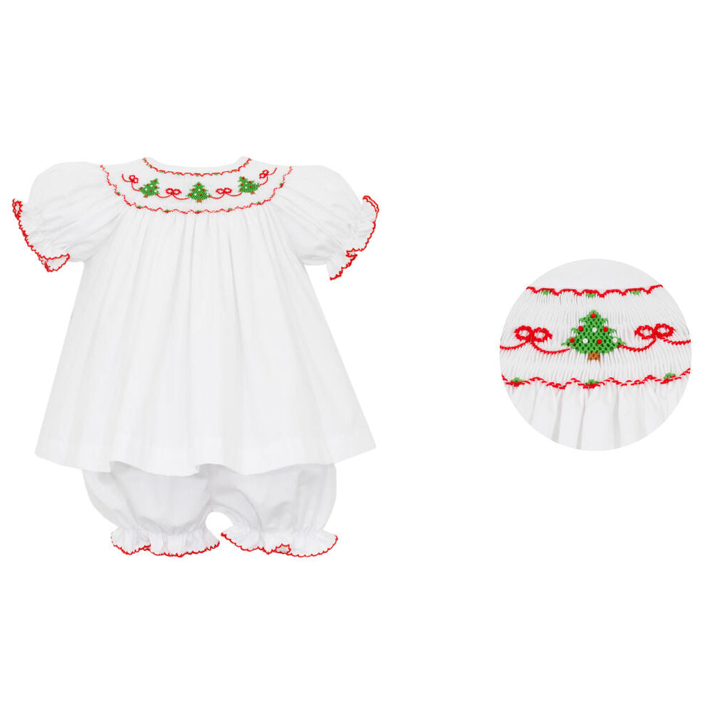 White Christmas Tree Bishop Bloomer Set