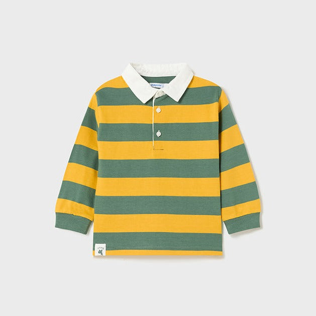 Green & Yellow Stripe Long Sleeve Polo