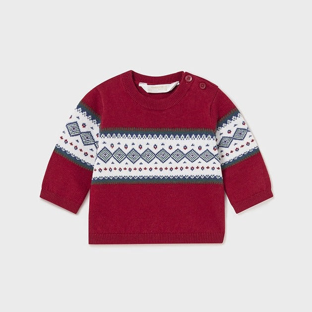 Newborn Boy Cherry Jacquard Sweater