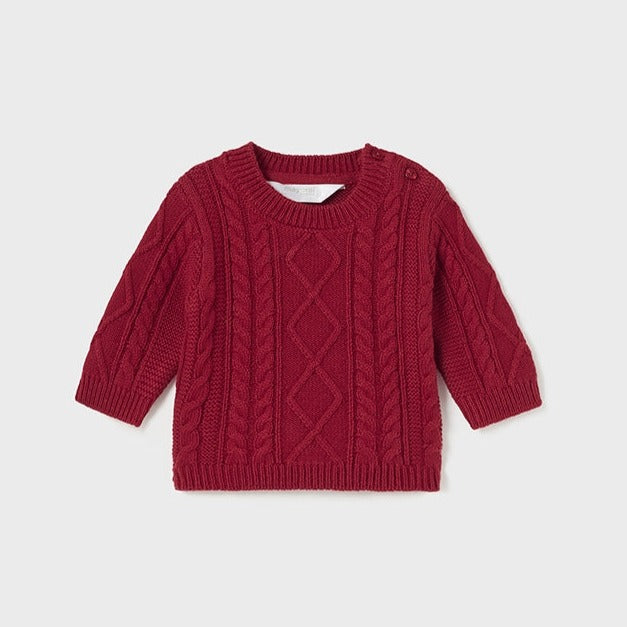 Cherry Red Braided Sweater