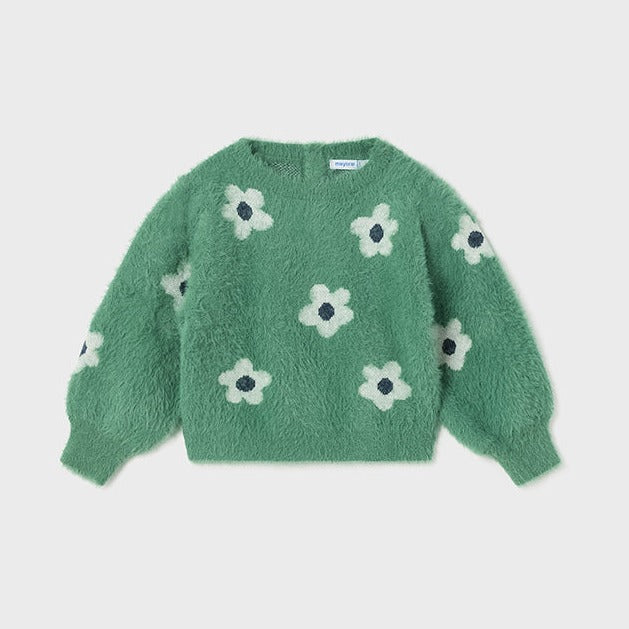 Baby Girl Pine Jacquard Sweater