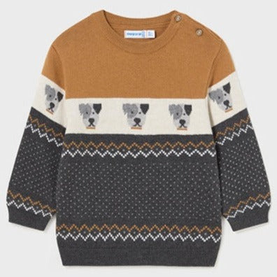 Baby Boy Puppy Jacquard Sweater