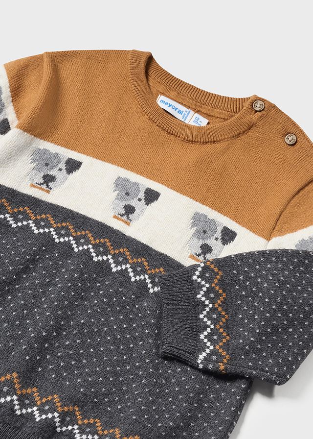 Baby Boy Puppy Jacquard Sweater