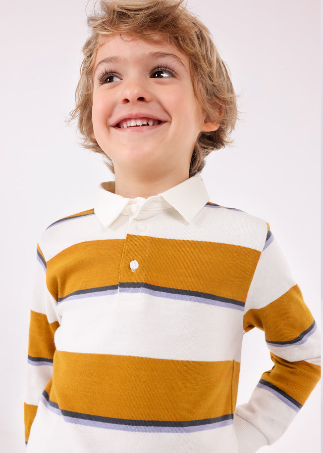 Ochre Long Sleeve Stripe Polo