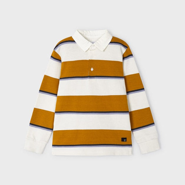 Ochre Long Sleeve Stripe Polo