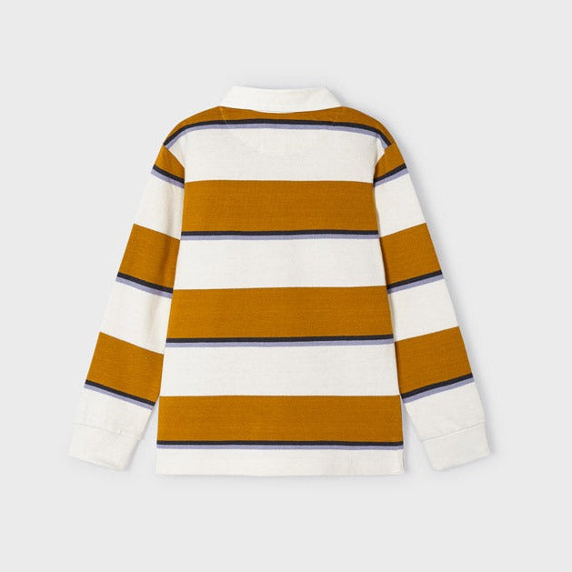 Ochre Long Sleeve Stripe Polo