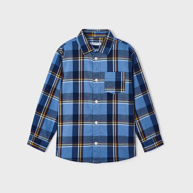 Sky Blue Long Sleeve Checked Shirt