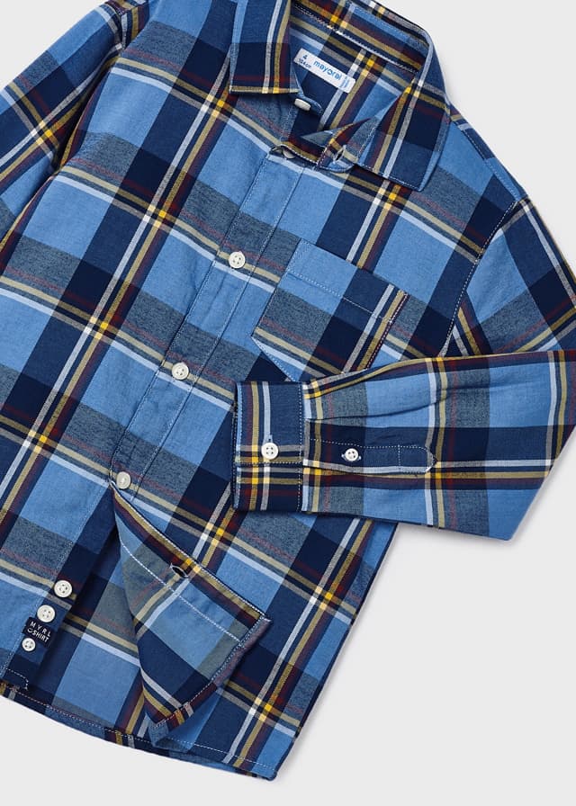Sky Blue Long Sleeve Checked Shirt