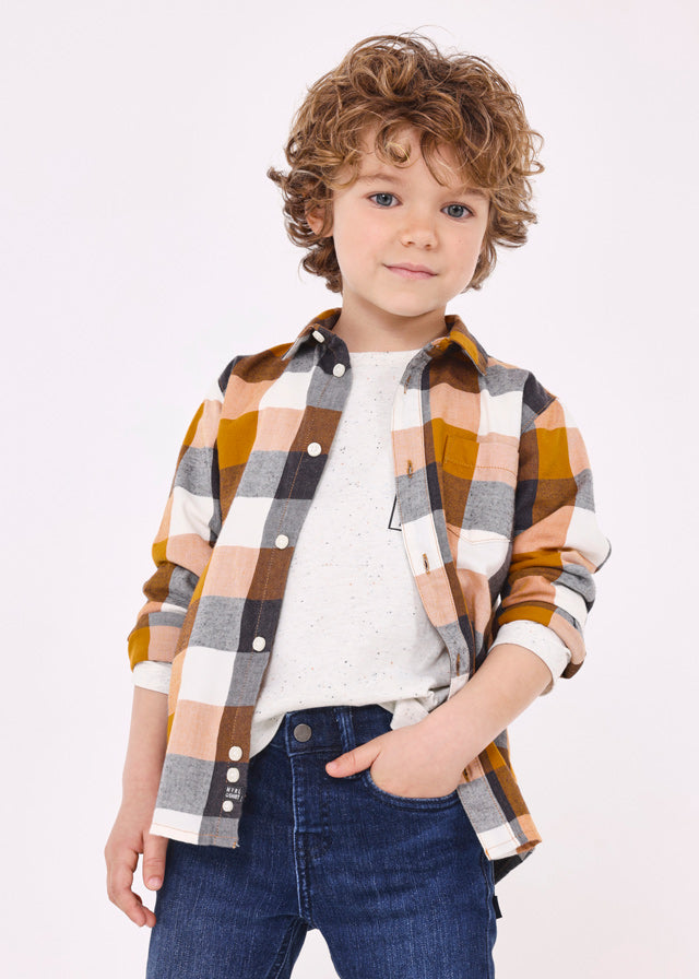 Ochre Long Sleeve Checked Shirt