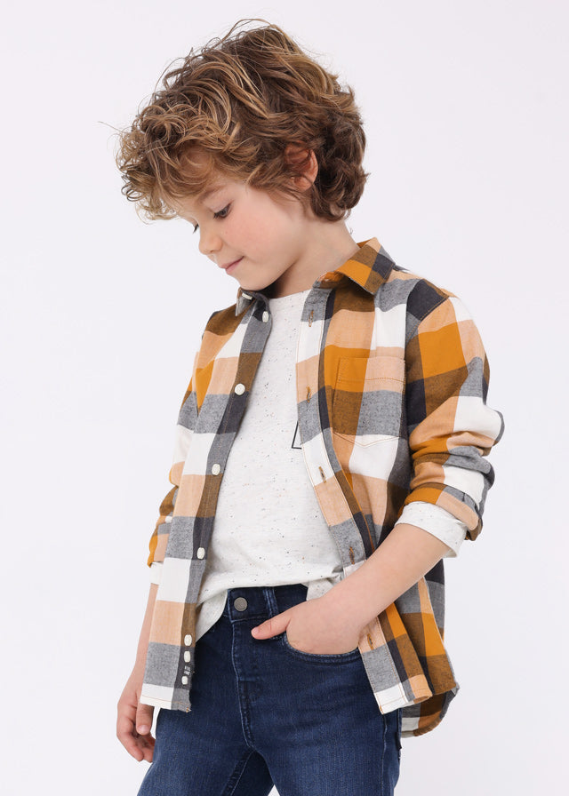 Ochre Long Sleeve Checked Shirt