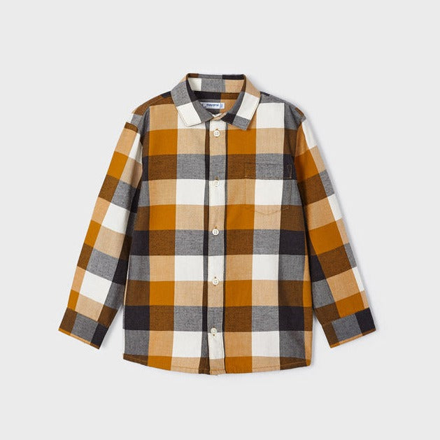 Ochre Long Sleeve Checked Shirt