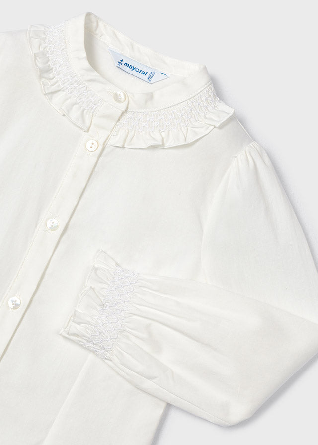 Off White Long Sleeve Poplin Blouse