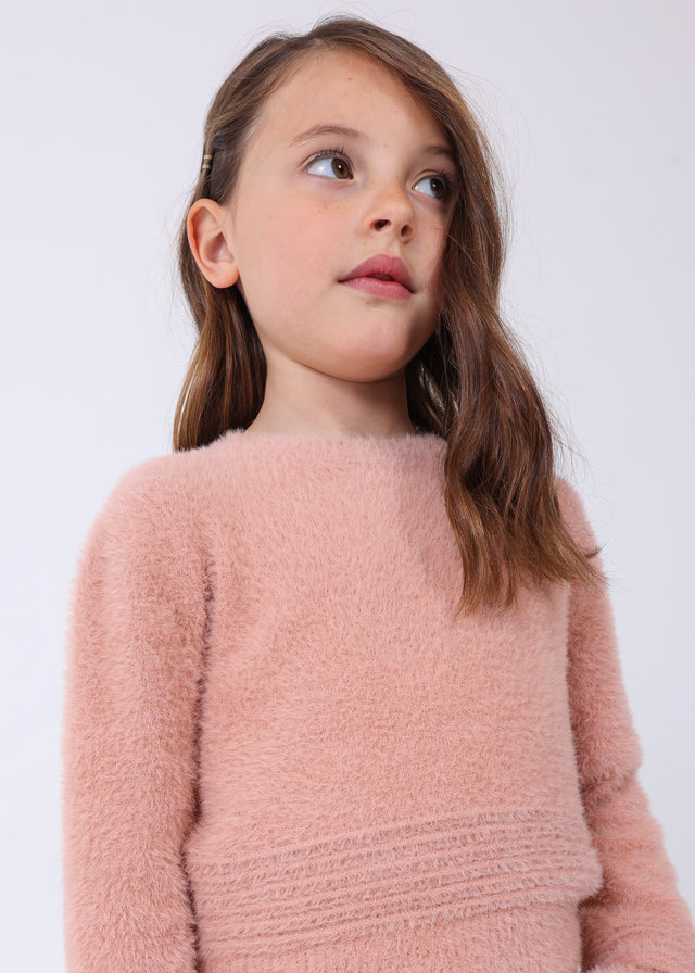 Girls Pink Faux Fur Sweater