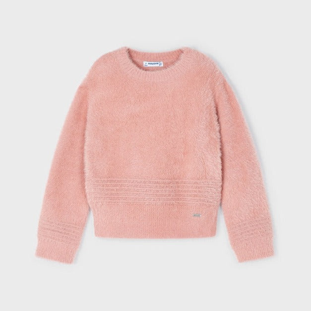 Girls Pink Faux Fur Sweater