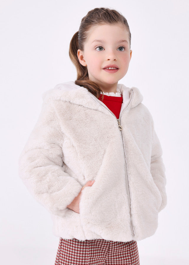 Oat Faux Fur Hooded Coat