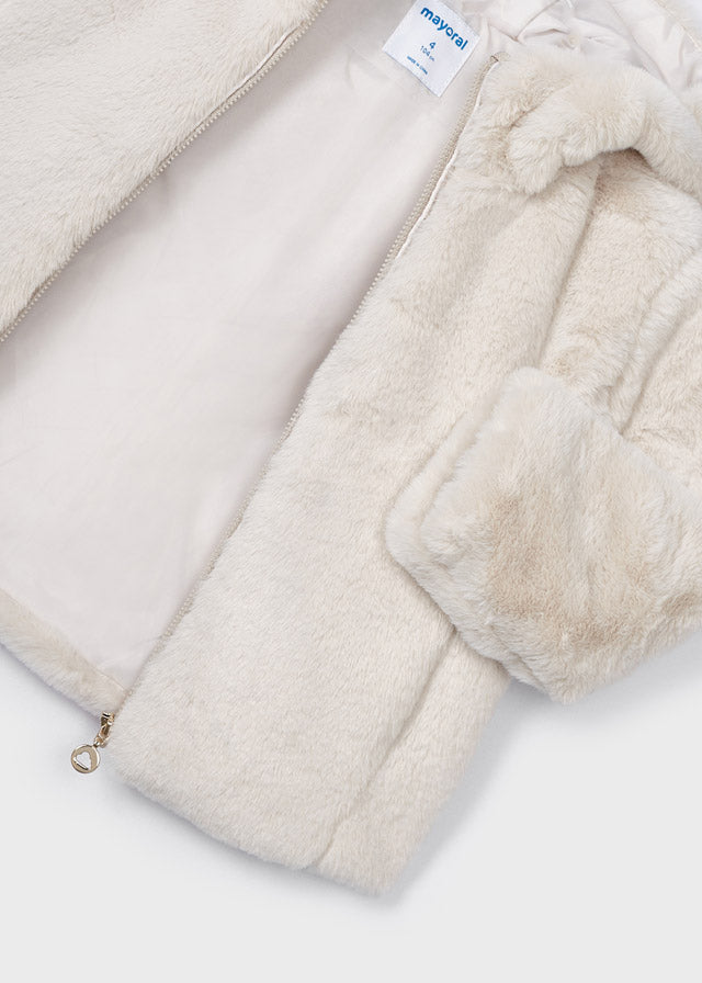 Oat Faux Fur Hooded Coat