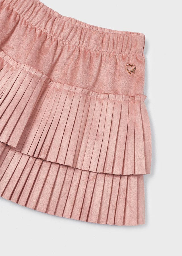 Rose Faux Suede Pleated Skirt