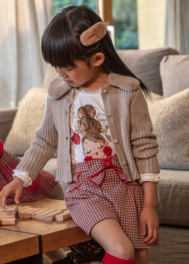 Red Jacquard Knit Skort