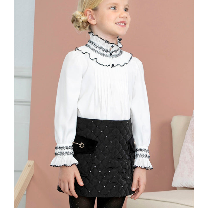 Black Sequin Quilted Skirt