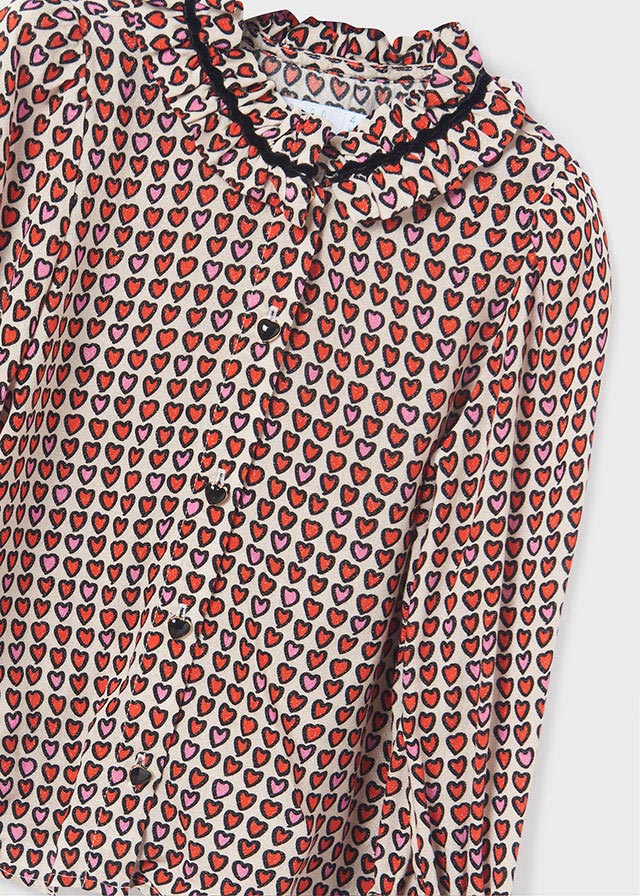 Poppy Heart Print Batiste Top