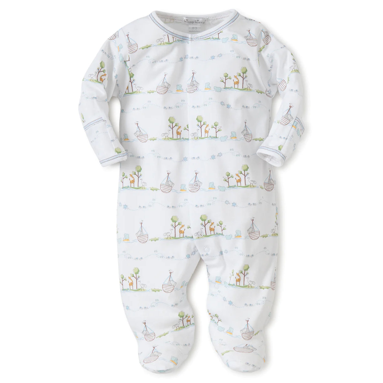 Noah's Ark Light Blue Printed Footie