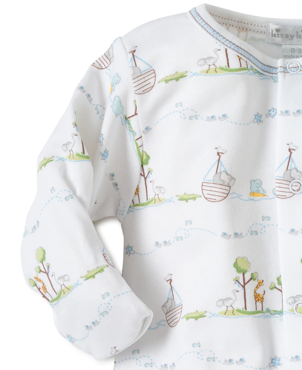 Noah's Ark Light Blue Printed Footie