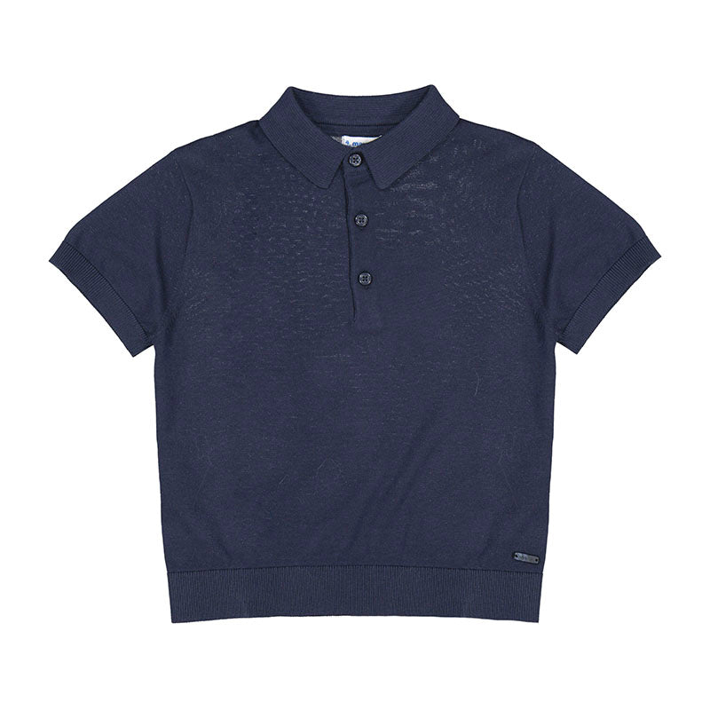 Navy Short Sleeve Polo Sweater