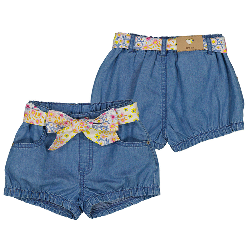 Medium Denim Belted Shorts