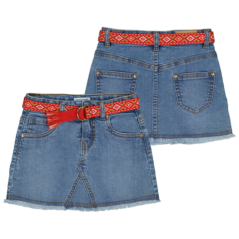 Medium Wash Denim Skirt W/ Belt