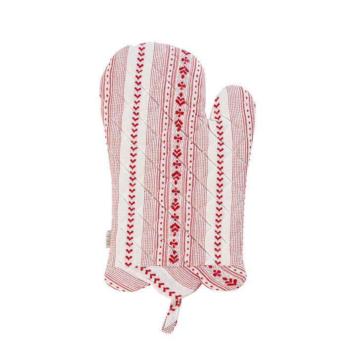Villa Stripe Oven Mitt and Pot Holder Set/2 - Red