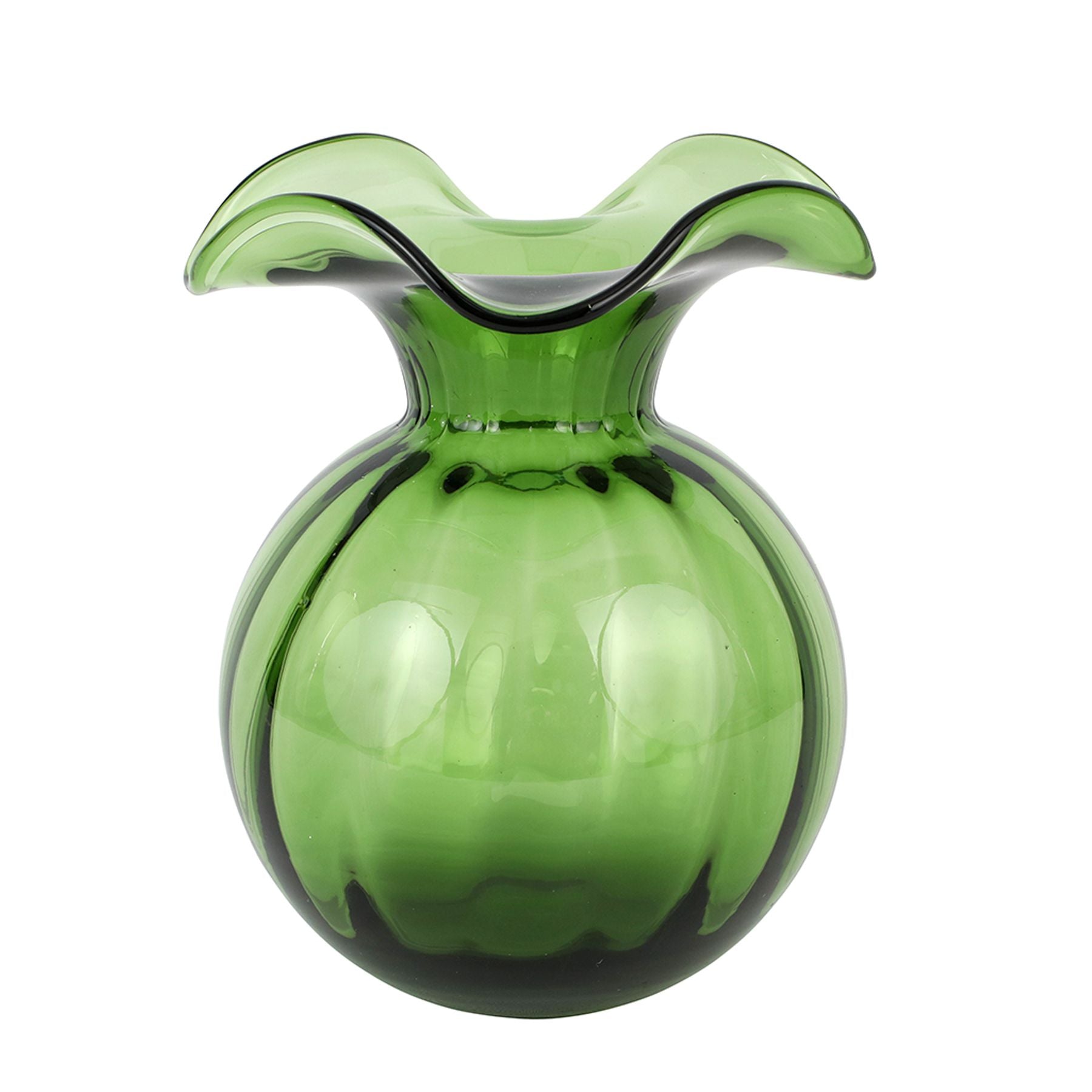 Hibiscus Dark Green Medium Fluted Vase