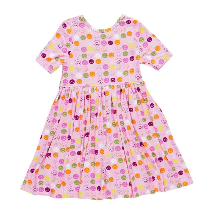 Girls Bamboo Steph Dress - Smiley Faces